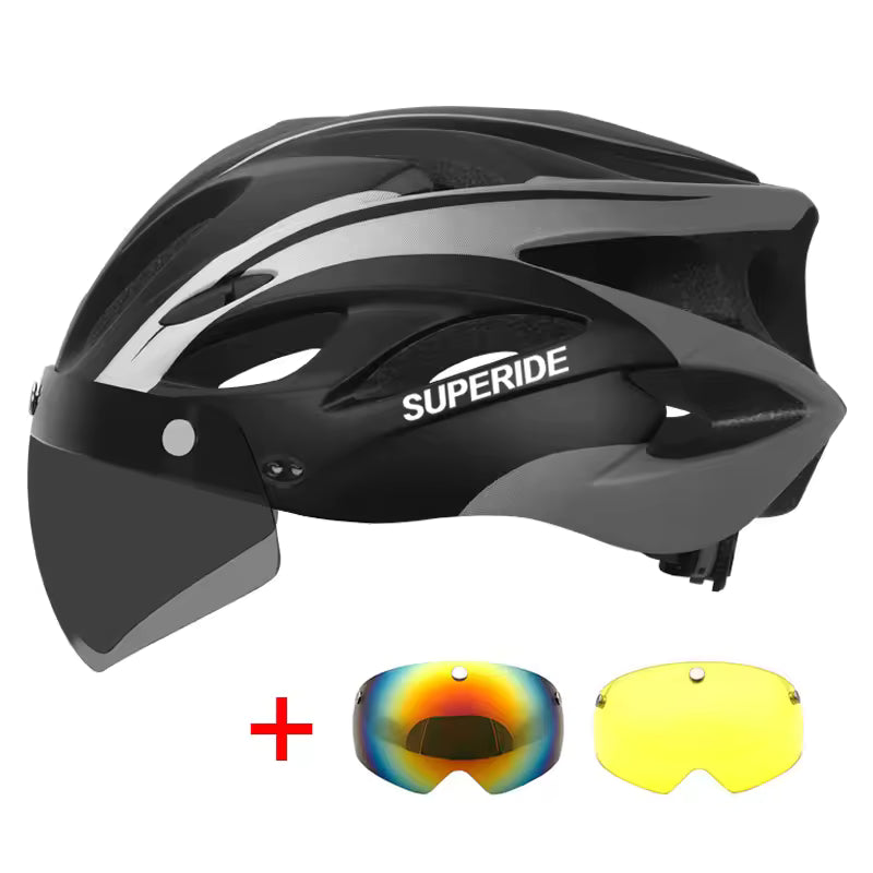 SUPERIDE – Casque de Vélo de Route Rechargeable avec Visière et Feu Arrière