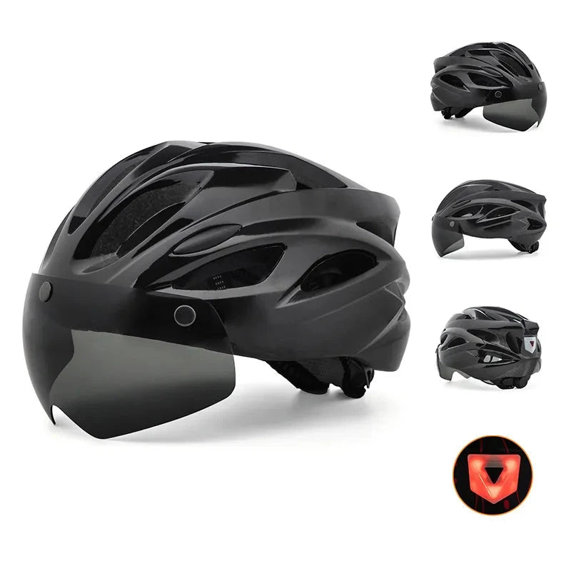 EASTINEAR - casque de vélo pour hommes avec feu arrière et lunettes magnétiques UV400