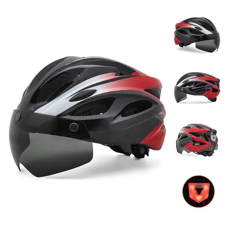 EASTINEAR - casque de vélo pour hommes avec feu arrière et lunettes magnétiques UV400
