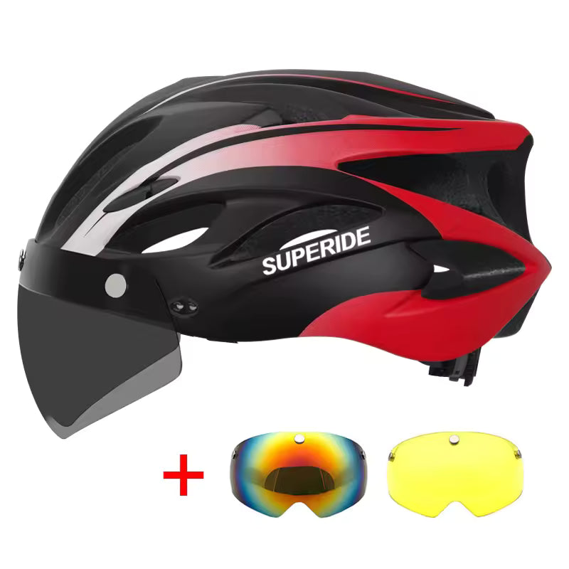 SUPERIDE – Casque de Vélo de Route Rechargeable avec Visière et Feu Arrière