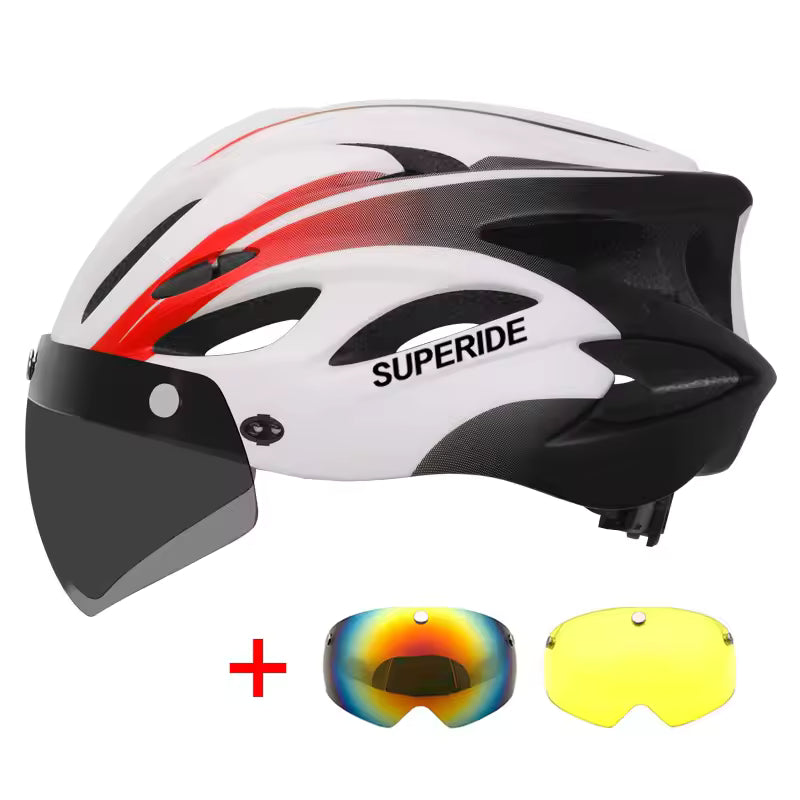 SUPERIDE – Casque de Vélo de Route Rechargeable avec Visière et Feu Arrière