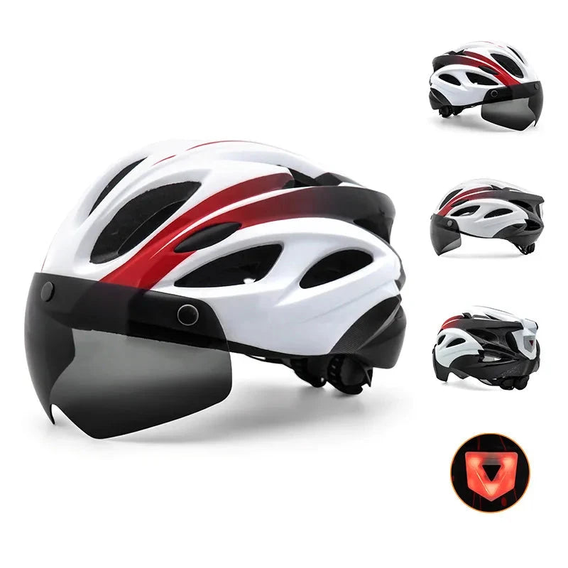EASTINEAR - casque de vélo pour hommes avec feu arrière et lunettes magnétiques UV400